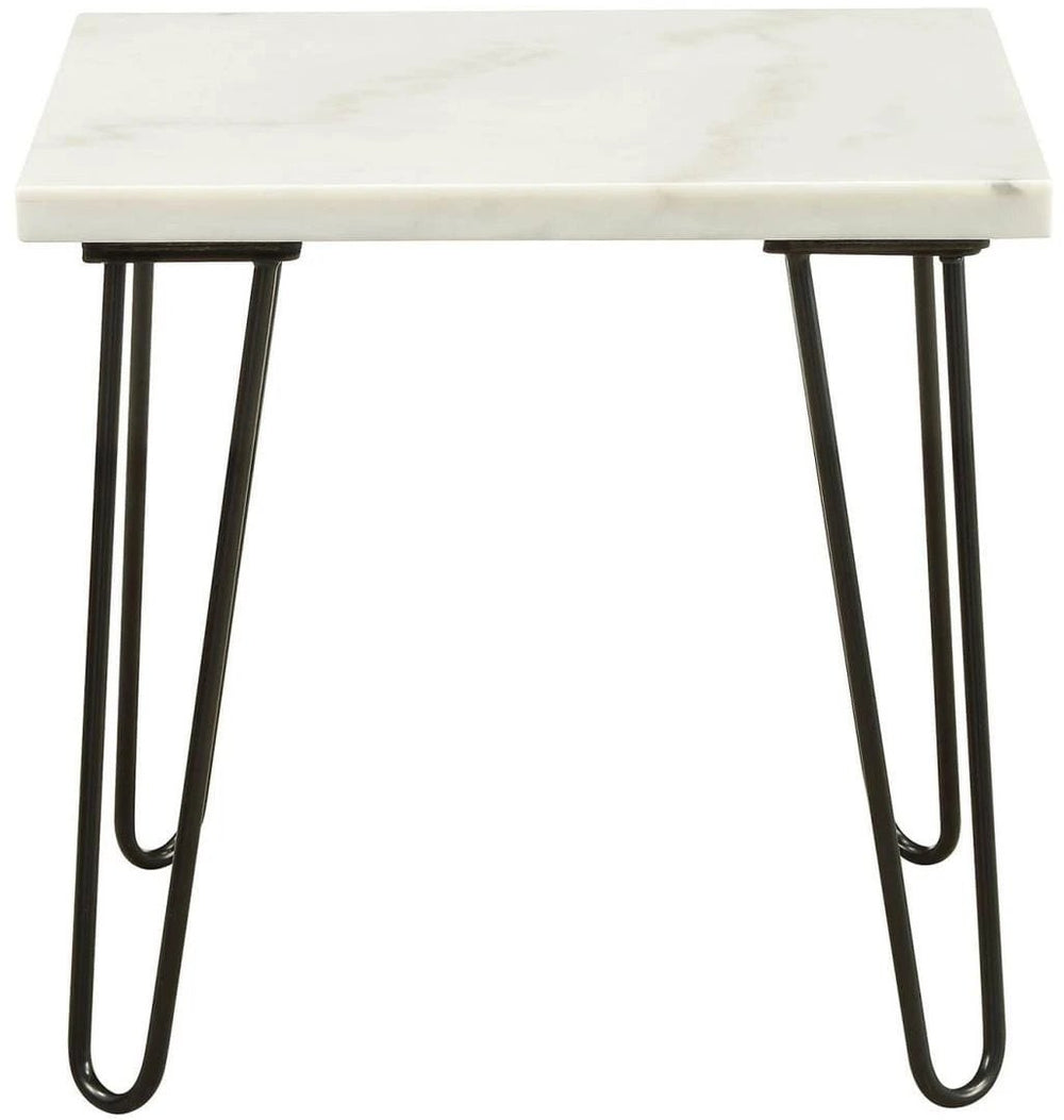 21" White Faux Marble End Table - Homeroots - Flyclothing LLC