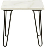 21" White Faux Marble End Table - Homeroots - Flyclothing LLC