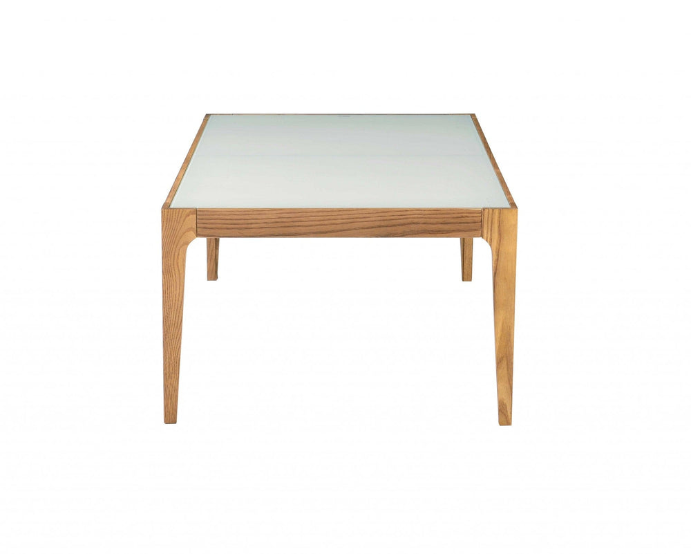 43" Off White And Natural Frosted Glass And Solid Wood Coffee Table - Homeroots - Flyclothing LLC