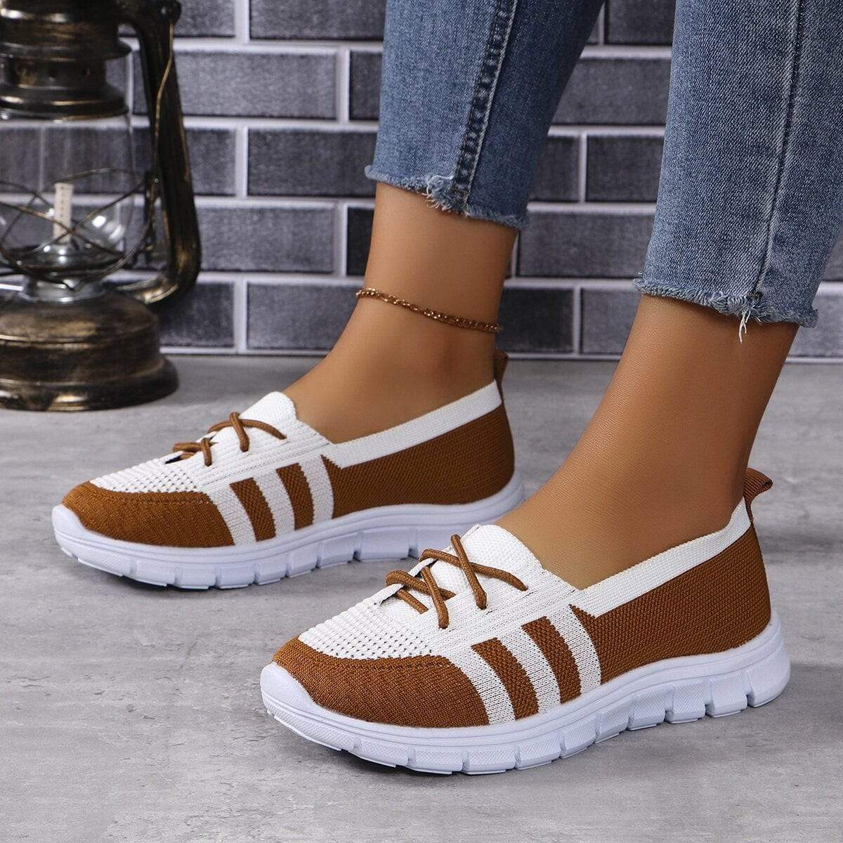 Mesh Contrast Flat Slip-Ons - Trendsi - Flyclothing LLC
