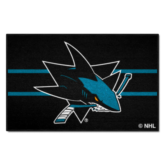 San Jose Sharks Starter Mat Accent Rug - 19in. x 30in. Uniform Alternate Design - San Jose Sharks