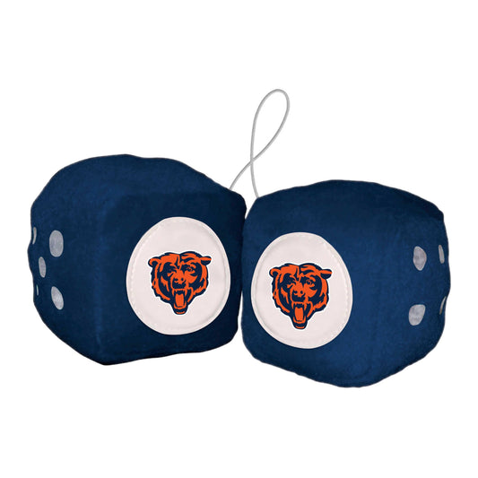 Chicago Bears Team Color Fuzzy Dice Décor 3" Set - Chicago Bears