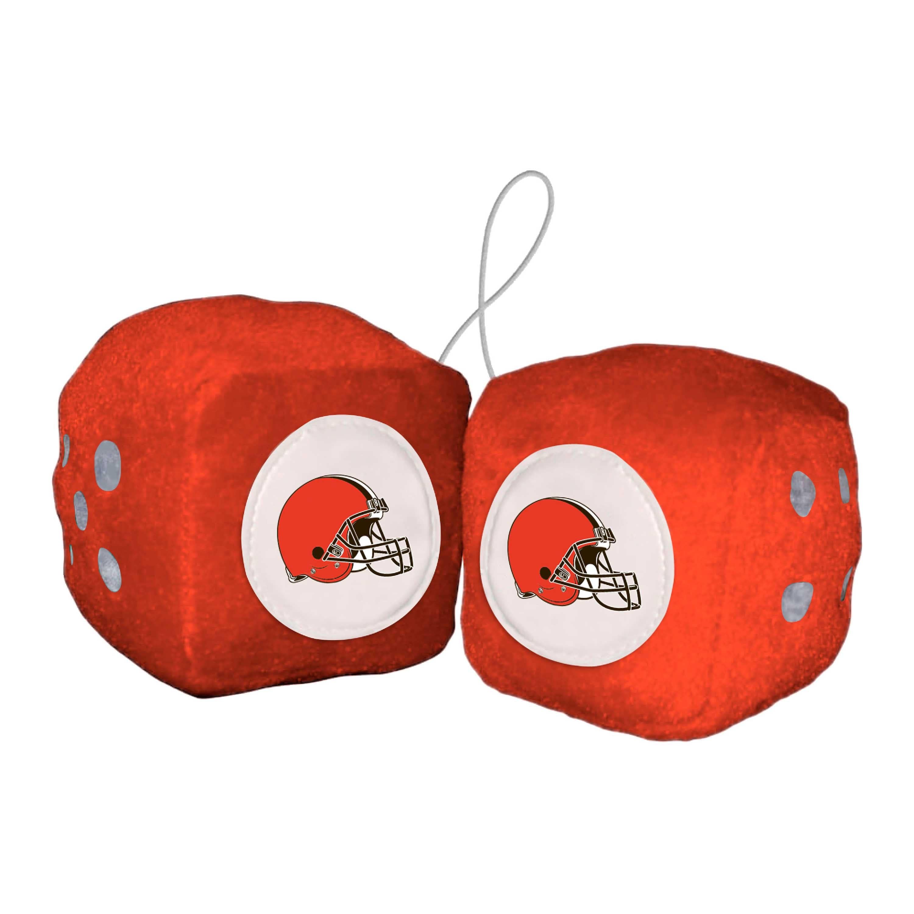 Cleveland Browns Team Color Fuzzy Dice Décor 3" Set - Cleveland Browns