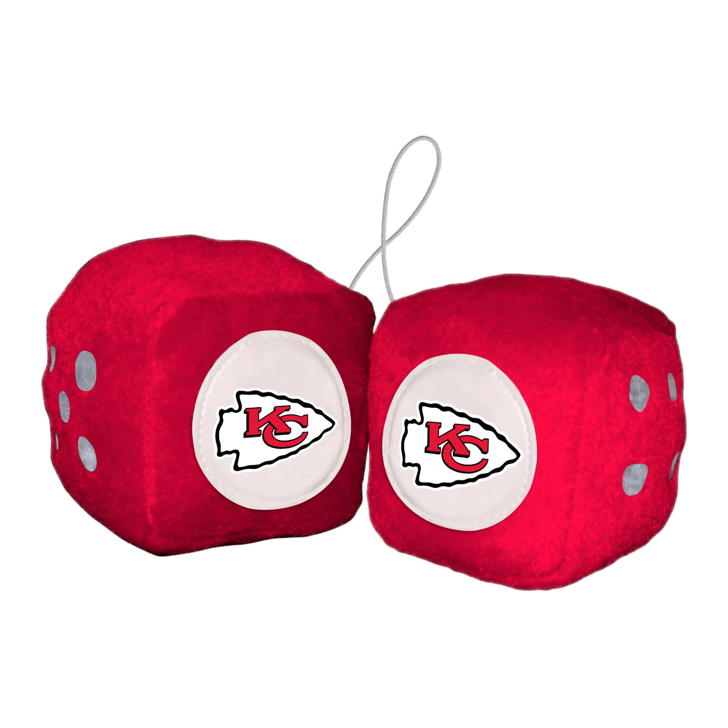 Kansas City Chiefs Team Color Fuzzy Dice Décor 3" Set - Kansas City Chiefs
