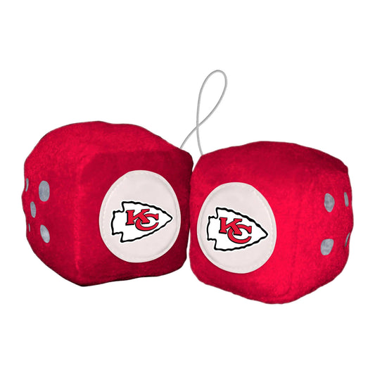 Kansas City Chiefs Team Color Fuzzy Dice Décor 3" Set - Kansas City Chiefs
