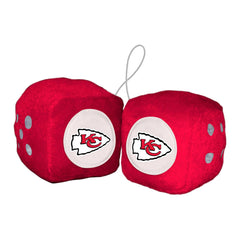 Kansas City Chiefs Team Color Fuzzy Dice Décor 3" Set - Kansas City Chiefs