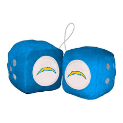 Los Angeles Chargers Team Color Fuzzy Dice Décor 3" Set - Los Angeles Chargers