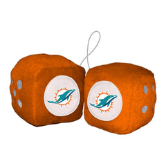 Miami Dolphins Team Color Fuzzy Dice Décor 3" Set - Miami Dolphins