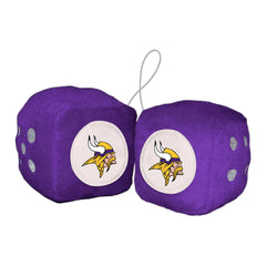 Minnesota Vikings Team Color Fuzzy Dice Décor 3" Set - Minnesota Vikings