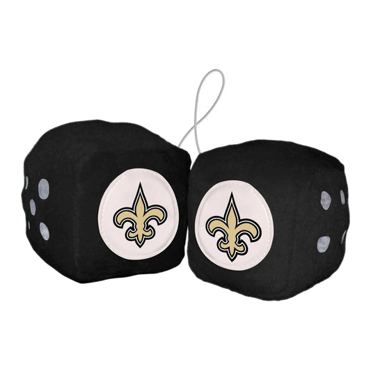 New Orleans Saints Team Color Fuzzy Dice Décor 3" Set - New Orleans Saints
