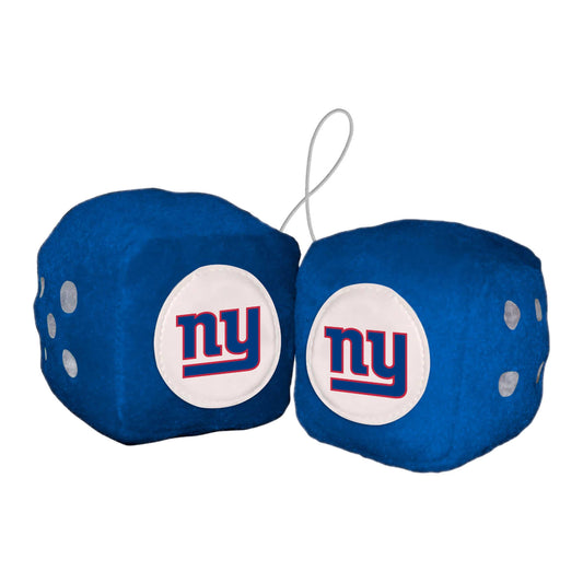 New York Giants Team Color Fuzzy Dice Décor 3" Set - New York Giants