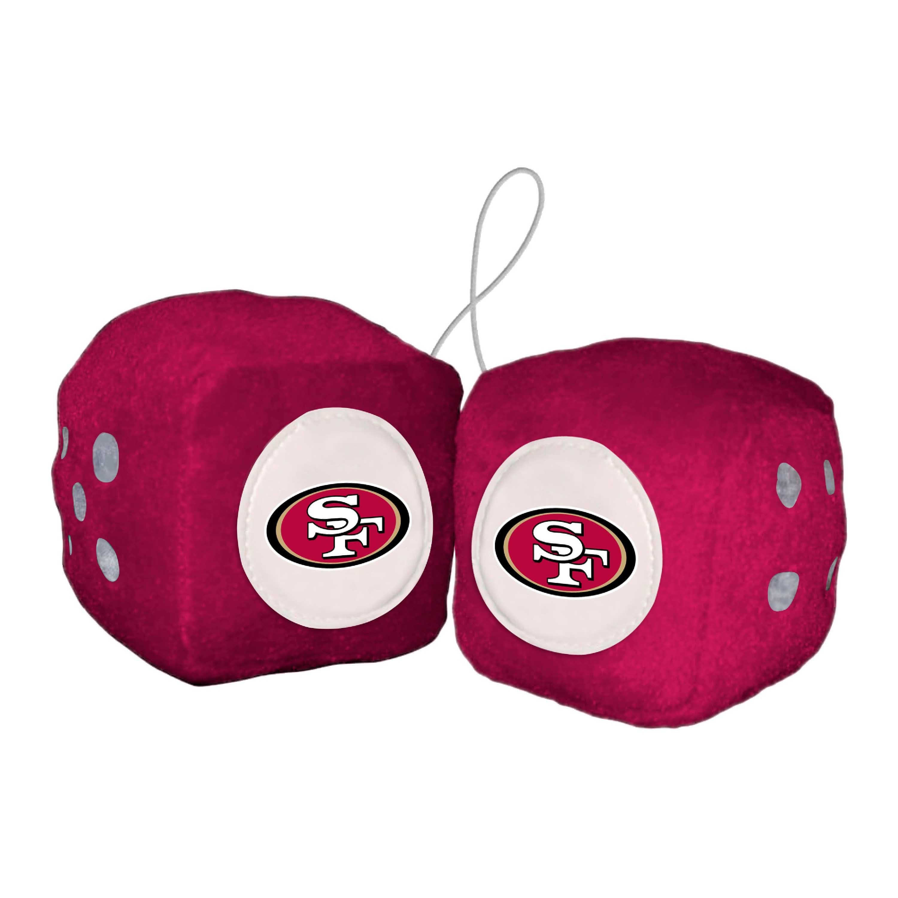 San Francisco 49ers Team Color Fuzzy Dice Décor 3" Set - San Francisco 49ers