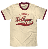 Retro Drink Dr. Pepper Ringer T-Shirt - Beige and Maroon