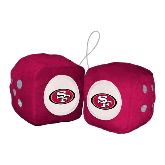 San Francisco 49ers Team Color Fuzzy Dice Décor 3" Set - San Francisco 49ers