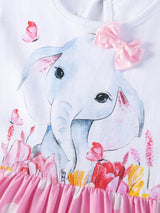 Children's Elephant Polka Dot Ruffle Hem Dress - Trendsi - Flyclothing LLC