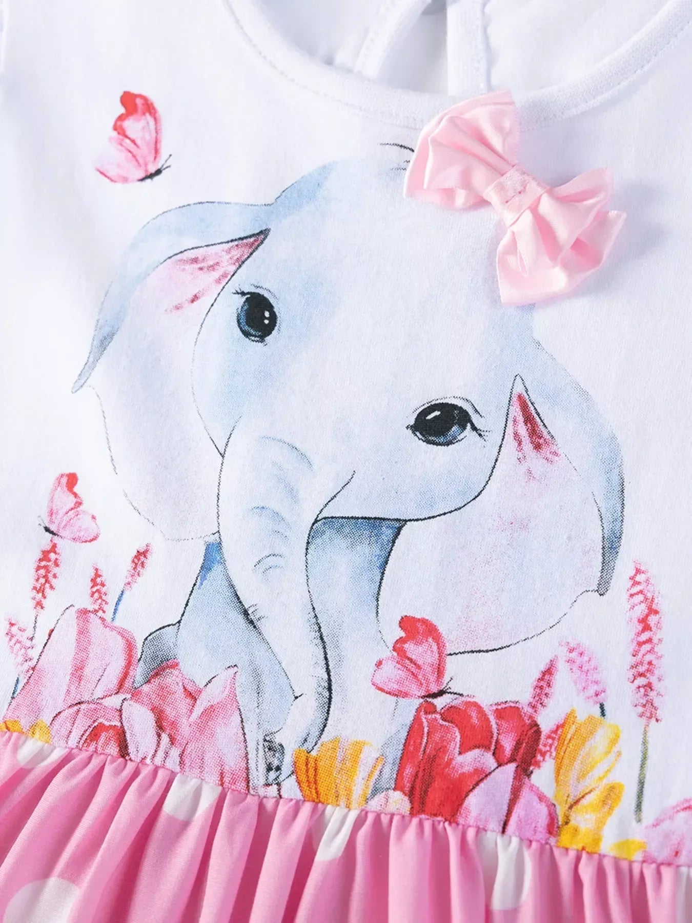 Children's Elephant Polka Dot Ruffle Hem Dress - Trendsi - Flyclothing LLC