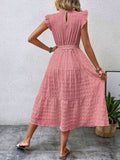 Tied Ruffled Cap Sleeve Midi Dress - Trendsi - Flyclothing LLC