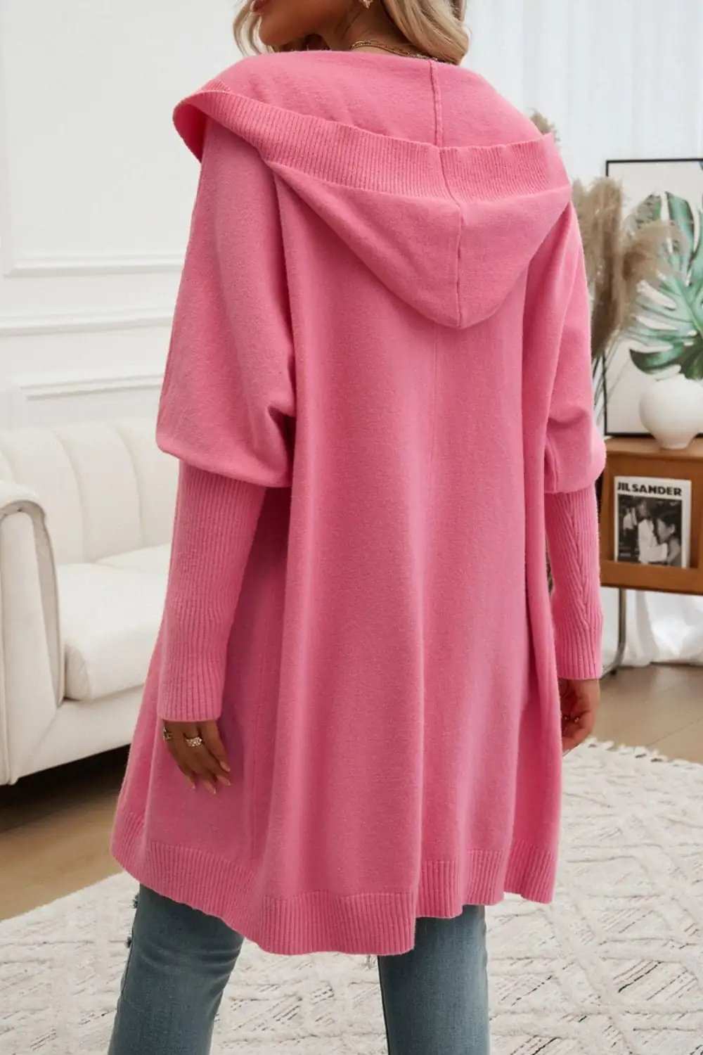 Button Up Long Sleeve Hooded Cardigan - Trendsi - Flyclothing LLC