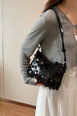 Sequin Knotted Straps Shoulder Bag - Trendsi