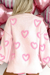 High-Low Heart Round Neck Long Sleeve Sweater - Trendsi