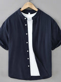 Men's Plus Size Button Up Short Sleeve Shirt - Trendsi - Flyclothing LLC