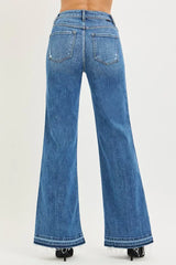 RISEN High Rise Wide Leg Jeans With Released Hem - Trendsi - Flyclothing LLC