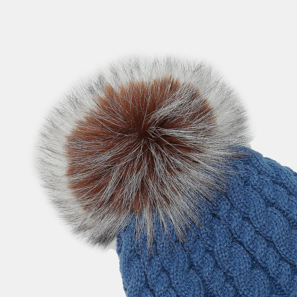 Cable Knit Winter Hat with Pompom - Trendsi