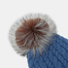 Cable Knit Winter Hat with Pompom - Trendsi