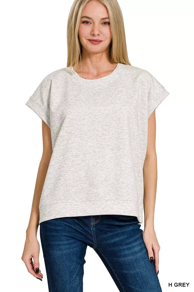 Zenana Scuba Short Sleeve Sweatshirts - Trendsi - Flyclothing LLC