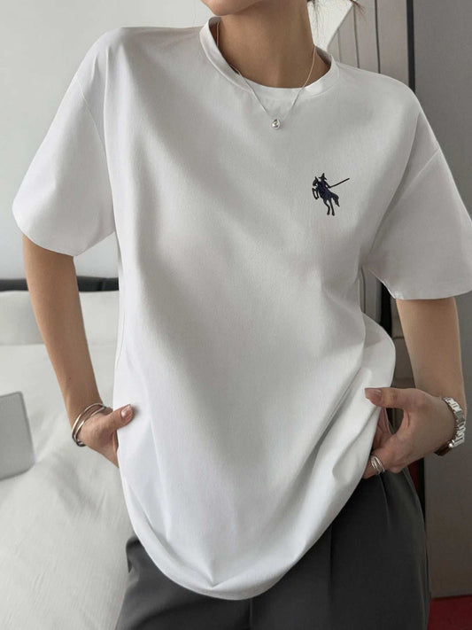 Round Neck Short Sleeve T-Shirt - Trendsi - Flyclothing LLC