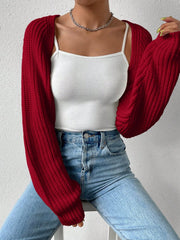 Honey Open Front Long Sleeve Cropped Cardigan - Trendsi