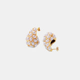 Titanium Steel Inlaid Imitation Pearl Earrings - Trendsi - Flyclothing LLC