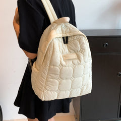 Quilted Polyester Backpack Bag - Trendsi