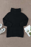 Side Slit Turtleneck Long Sleeve Sweater - Trendsi - Flyclothing LLC