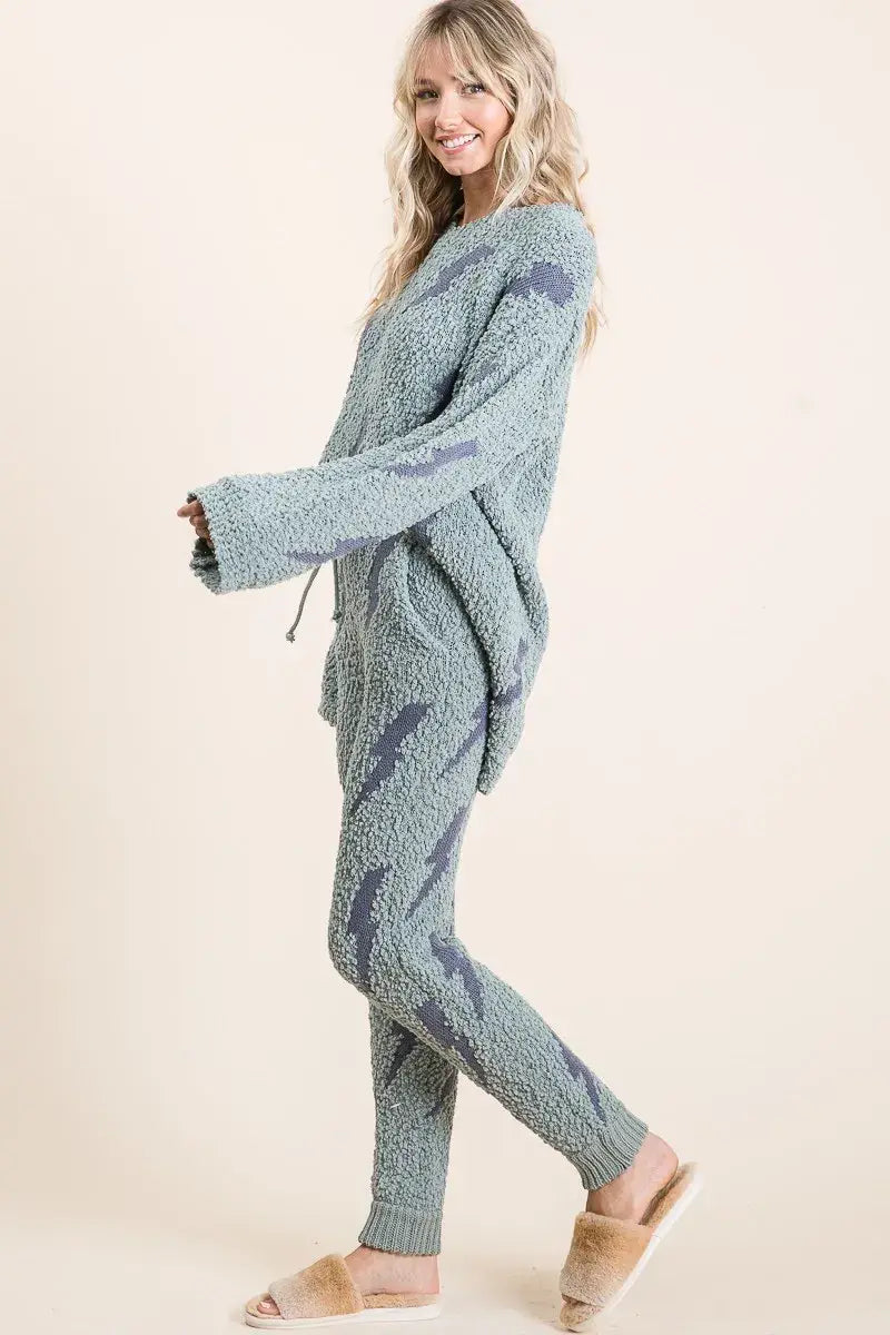 BiBi Cozy Soft Hairy Popcorn Sweater Pants - Trendsi - Flyclothing LLC