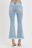 RISEN Full Size Raw Hem Distressed Cropped Flare Jeans Plus Size - Trendsi - Flyclothing LLC