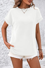 Striped Round Neck Short Sleeve T-Shirt - Trendsi - Flyclothing LLC