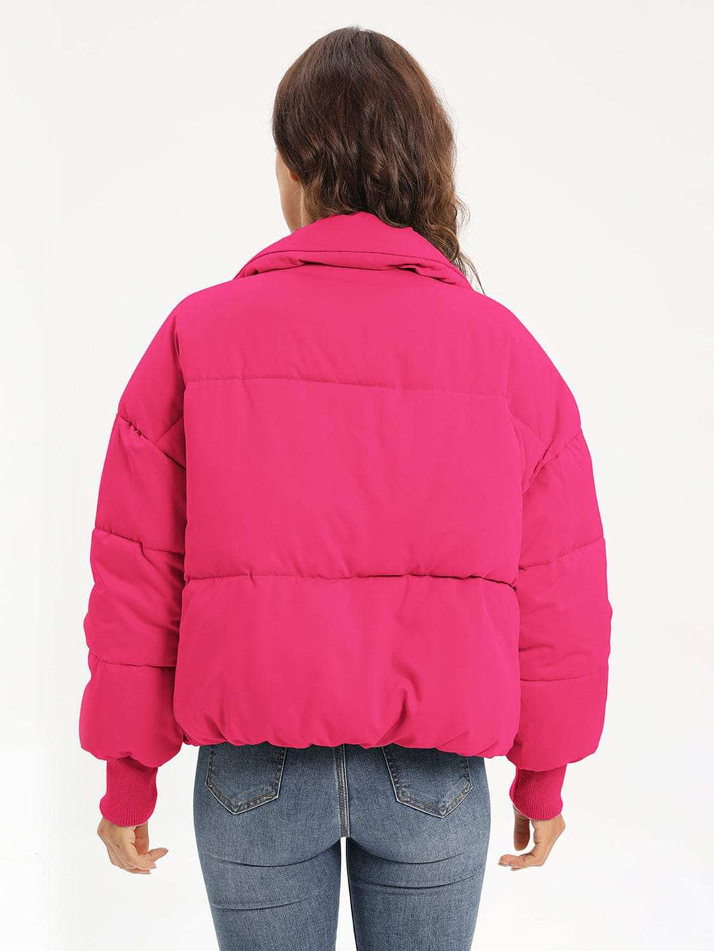 Zip Up Turtleneck Long Sleeve Winter Coat - Trendsi - Flyclothing LLC