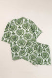 Printed Open Front Top and Shorts Set - Trendsi - Flyclothing LLC