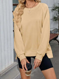 Round Neck Long Sleeve Sweatshirt - Trendsi - Flyclothing LLC