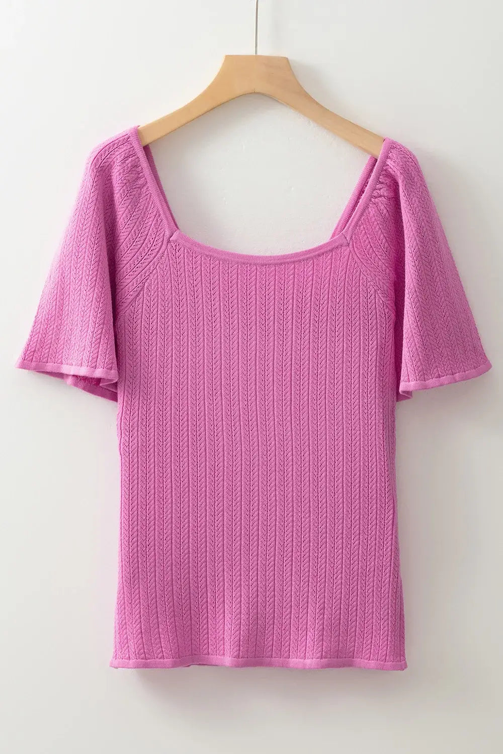 Textured Square Neck Half Sleeve Top - Trendsi - Flyclothing LLC
