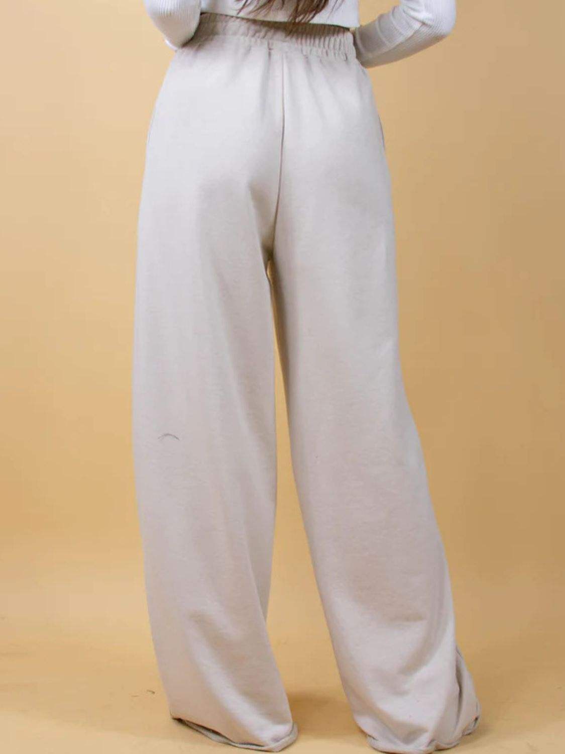 Elastic Waist Wide Leg Pants - Trendsi - Flyclothing LLC