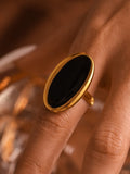 Stainless Steel Oil Drip Elliptical Open Ring - Trendsi