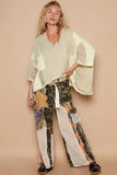 POL High-Low Contrast V-Neck Top - Trendsi