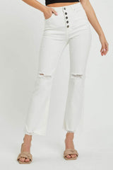 RISEN Full Size High Rise Button Fly Straight Ankle Jeans - Trendsi - Flyclothing LLC