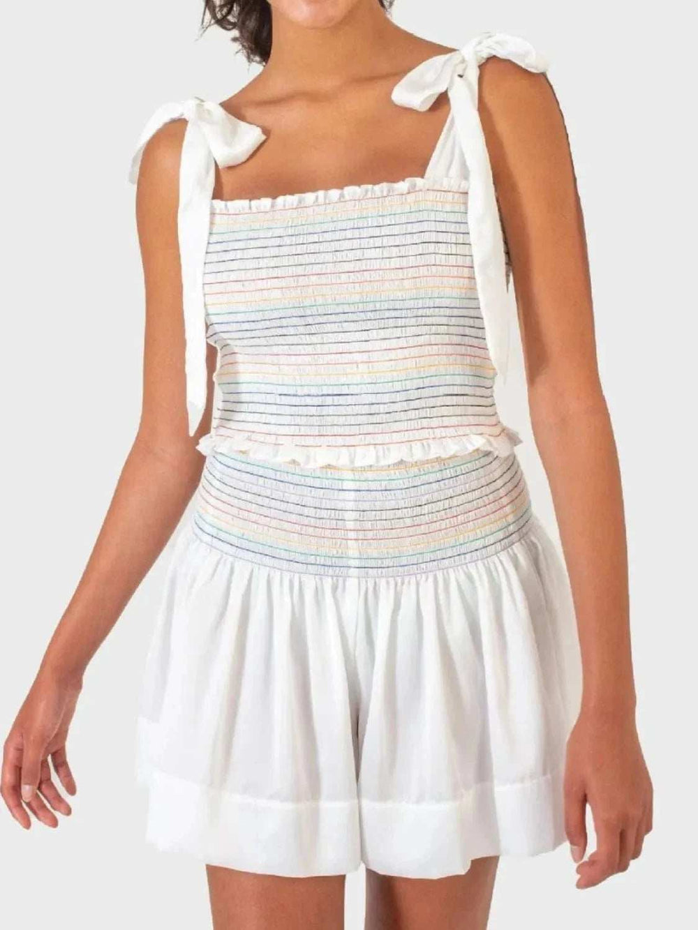 Smocked Tie Shoulder Cami and Shorts Set - Trendsi - Flyclothing LLC
