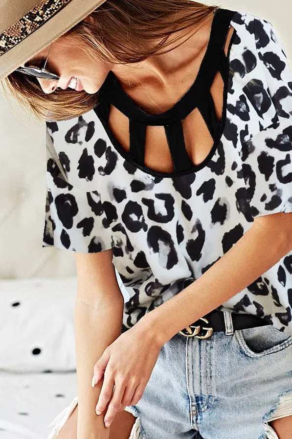 BiBi Leopard Print Front Top With Straps Detailed Front - Trendsi - Flyclothing LLC