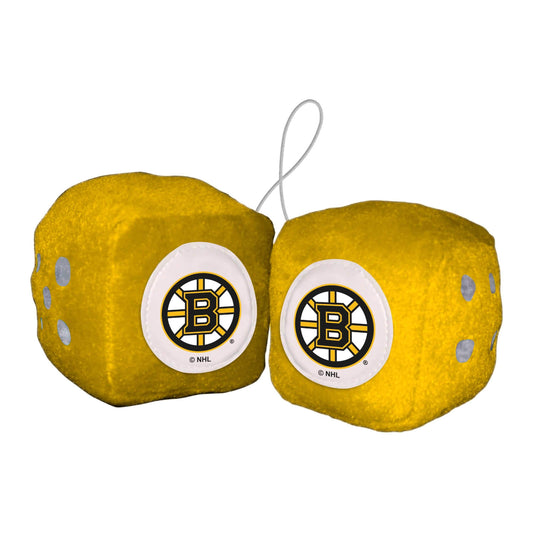 Boston Bruins Team Color Fuzzy Dice Décor 3" Set - Boston Bruins