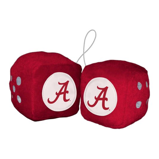 Alabama Crimson Tide Team Color Fuzzy Dice Décor 3" Set - Alabama
