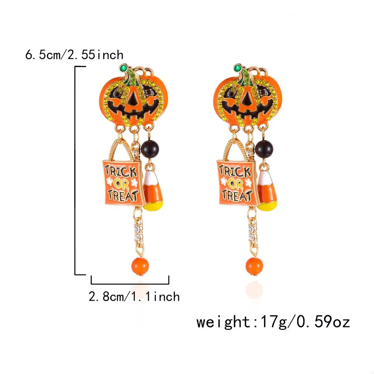 Halloween Rhinestone Pumpkin Drop Earrings - Trendsi - Flyclothing LLC